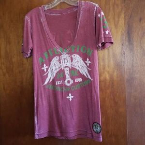 Affliction v neck tee shirt.